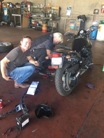 We also work on motorcycles in the Whitney Auto garage